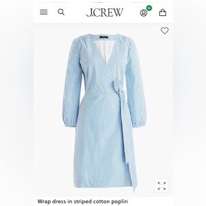 J Crew Cotton Poplin Wrap Dress, Size 8, NWT